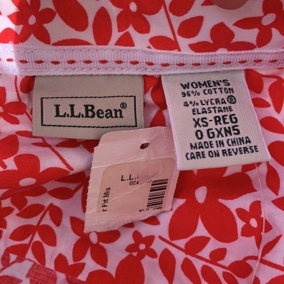 L.l. Bean Floral Print Cotton/Lycra Button Down Shirt - Red/White - Picture 12 of 13
